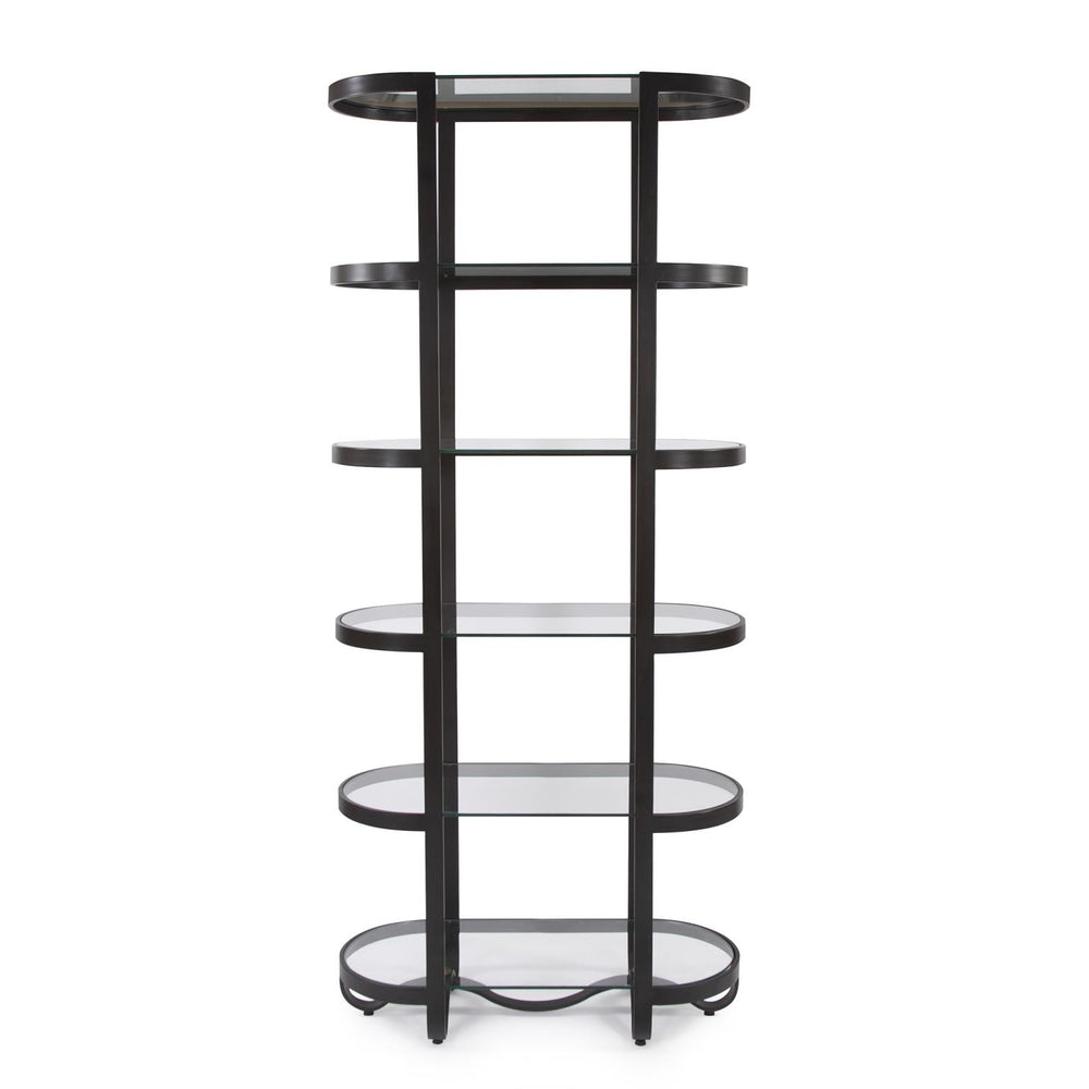 Howard Elliott Brooklyn Iron Etagere - Industrial Chic Shelf With Graphite Frame, Gold Accents & Glass Surfaces Black Iron 27020-howard-elliott