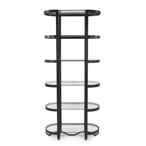 Howard Elliott Brooklyn Iron Etagere - Industrial Chic Shelf With Graphite Frame, Gold Accents & Glass Surfaces Black Iron 27020-howard-elliott