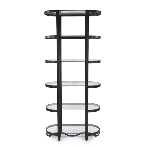 Howard Elliott Brooklyn Iron Etagere - Industrial Chic Shelf With Graphite Frame, Gold Accents & Glass Surfaces Black Iron 27020-howard-elliott