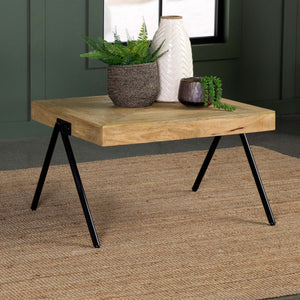 English Elm Avery Natural Mango Wood Coffee Table With Sturdy Metal Legs For Modern Rustic Living Spaces B062P344948