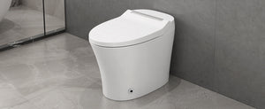 English Elm Smart toilet One-Piece Elongated Heated Seat with Foot Sensor, Dual Flush, Auto-LED Night Light, IPX4 Waterproof and Soft-Close Comfort Bowl (White) N753P222587W