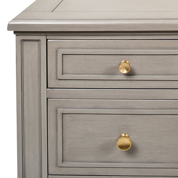 English Elm Jennifer Taylor Home - Dauphin Elegant 5-Drawer Executive Desk In Grey Cashmere With Gold Accents For Stylish Workspaces B2719P238476