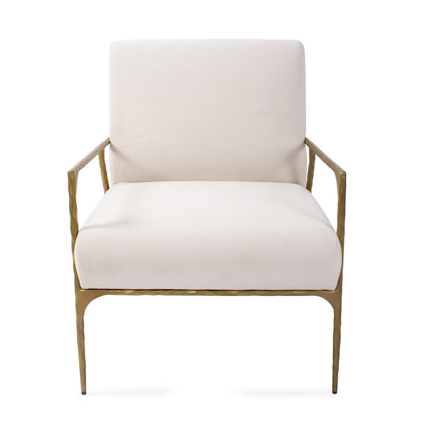 Howard Elliott Stanton Upholstered Armchair: Luxurious Cream Comfort With Hammered Gold Iron Arms For Stylish Elegance White Iron,Mdf,Foam 27036-howard-elliott