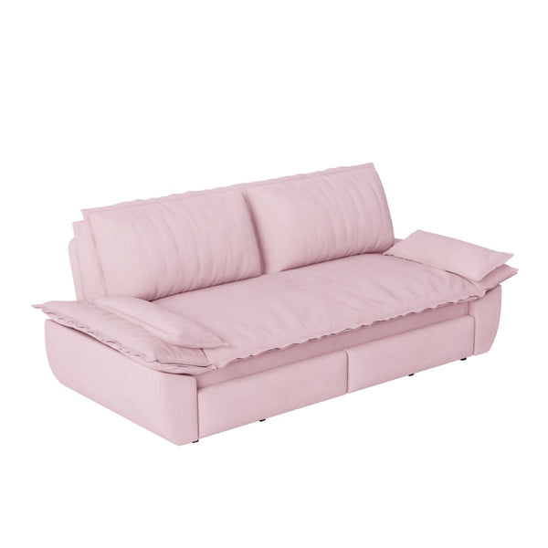 English Elm 73.2" Queen Sleeper Sofa Convertible Corduroy Loveseat for Guest Room or Living Space Pink W1885S00230