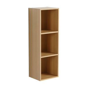 English Elm 12 Inch Wall Mounted Oak Finish Three Tier Shelf for Bathroom Study or Storage Room W1972P457941