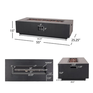 English Elm Christopher Knight Home® - Outdoor 50000 Btu Rectangular Iron Fire Pit - Modern, Stylish Heat Source For Patios & Gatherings 72396.00BLKBRS-50K_67760.00BLK