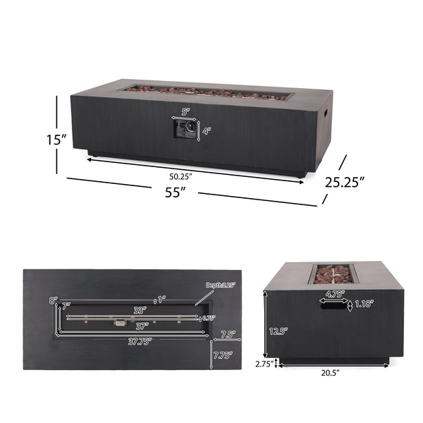 English Elm Christopher Knight Home® - Outdoor 50000 Btu Rectangular Iron Fire Pit - Modern, Stylish Heat Source For Patios & Gatherings 72396.00BLKBRS-50K_67760.00BLK