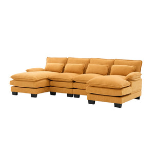 English Elm United U-Shaped Cloud Couch - 110" Chenille Sectional Sofa With Memory Foam & Double Chaise Comfort W1568S00213-GIGA