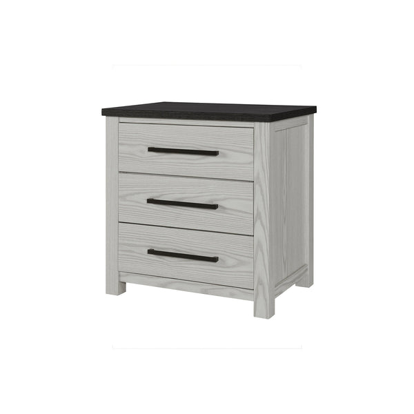 English Elm Avery Solid Wood Beige Nightstand with Dark Top, 3 Spacious Drawers, Block Feet, Sturdy Construction B201P390586