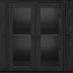 English Elm K&k Farmhouse Rolling Kitchen Island with Drop Leaf Tempered Glass Drawers and Power Outlet Black N707S263637B