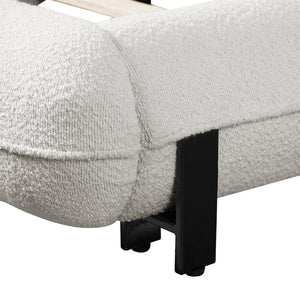 English Elm California King Boucle Platform Bed Curved Sculpted Frame Padded Headboard Bedroom N757C387448W
