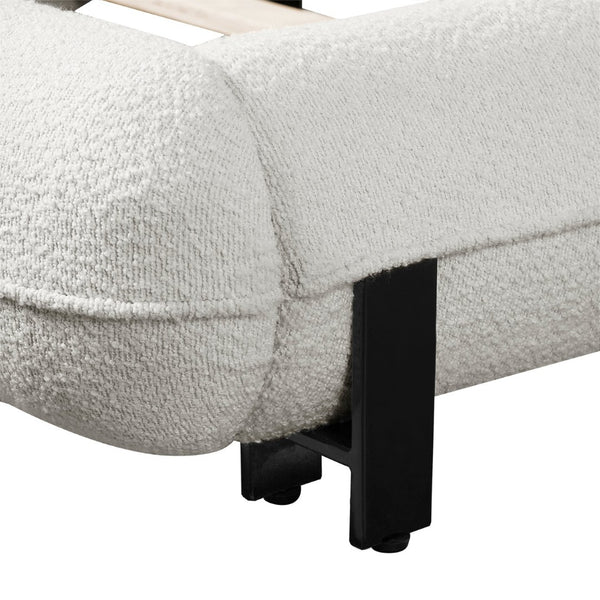 English Elm California King Boucle Platform Bed Curved Sculpted Frame Padded Headboard Bedroom N757C387448W