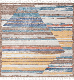 Unique Loom Aramis Zoe Machine Made Tribal Rug Multi, Blue/Ivory/Light Blue/Light Brown/Yellow/Rust Red 7' 10" x 7' 10"