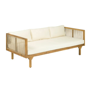 English Elm 2-piece Outdoor Acacia Patio Sofa Set with Rope Back and Round Coffee Table Beige,Light Brown,Teak N770P354675B_N770P234486F