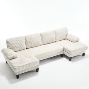 English Elm U-Shaped 4-Seat Sofa With Double Chaise - Luxurious Velvet Comfort For Modern Living Spaces W2705S00014-GIGA