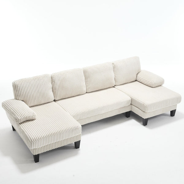 English Elm U-Shaped 4-Seat Sofa With Double Chaise - Luxurious Velvet Comfort For Modern Living Spaces W2705S00014-GIGA