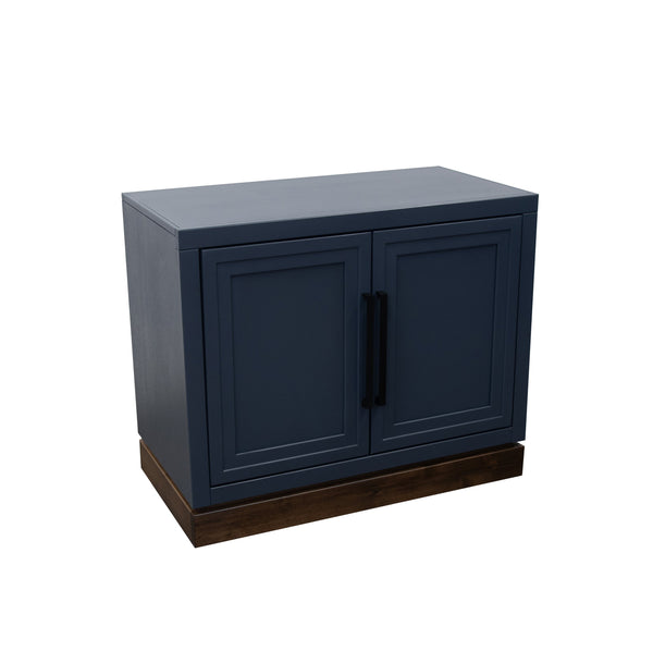 English Elm Nora Modular Two-Door Base Cabinet with Cable Management, Two-Tone Poplar & Alder Finish, Ready to Use Blue B108P345191