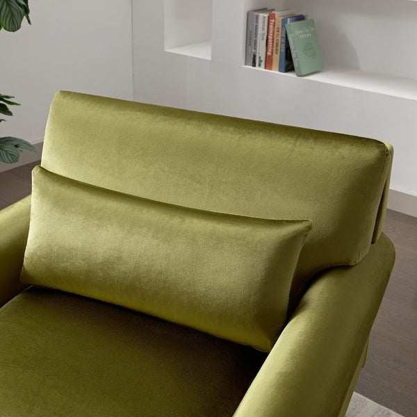 English Elm Mirod Oversized Polyester Accent Chair with Column Legs and Ergonomic Lumbar Support Green N760S0000028C