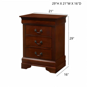 English Elm Elegant Solid-Style Nightstand with Warm Wood Finish, 3 Large Drawers, Sturdy Build, Ready-to-Use Cherry 33 L x 24 W x 19 H B078108153