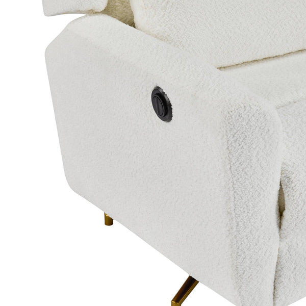 English Elm Christopher Knight Home® - Power Boucle Swivel Recliner Chair with 360° Metal Star Base, Electric Lift, Ergonomic Padded Backrest, Adjustable Footrest, Easy Assembly Beige,Gold N771P298185M