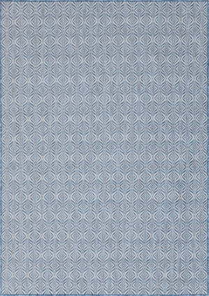 Unique Loom Outdoor Trellis Deco Trellis Machine Made Trellis Rug Blue, Ivory/Navy Blue 7' 1" x 10' 0"