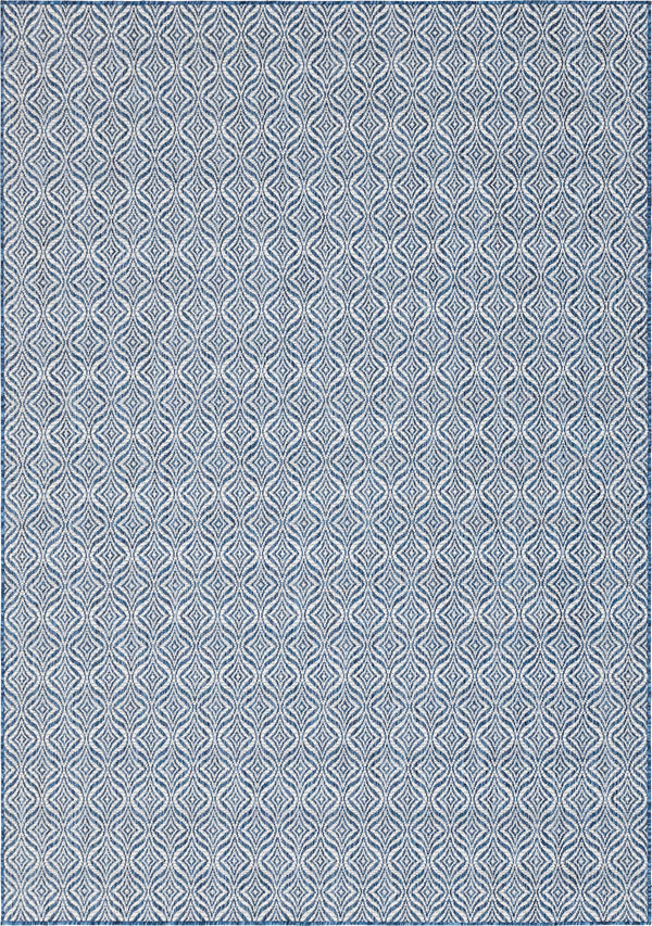 Unique Loom Outdoor Trellis Deco Trellis Machine Made Trellis Rug Blue, Ivory/Navy Blue 7' 1" x 10' 0"