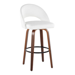 English Elm Fixed-height Mid-century Barstools with Walnut Legs and Grey Upholstered Seats Set Black,White+Walnut B202S01940