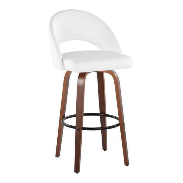 English Elm Fixed-height Mid-century Barstools with Walnut Legs and Grey Upholstered Seats Set Black,White+Walnut B202S01940