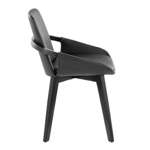 English Elm Dining/accent Chair Solid Wood Tapered Legs Cream Upholstery Mid-century Modern Seating Black B202P471305
