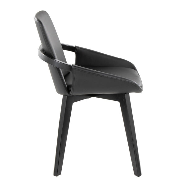 English Elm Dining/accent Chair Solid Wood Tapered Legs Cream Upholstery Mid-century Modern Seating Black B202P471305