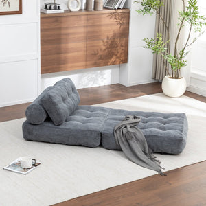 English Elm Folding Floor Sofa Bed Convertible Lounge Chair with Shredded Foam Fill for Bedroom Dark Gray W2200P442794
