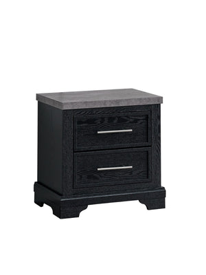 English Elm Grande Two Drawer Nightstand Black Laminate Faux Granite Top Brushed Chrome Bedroom B078P497912