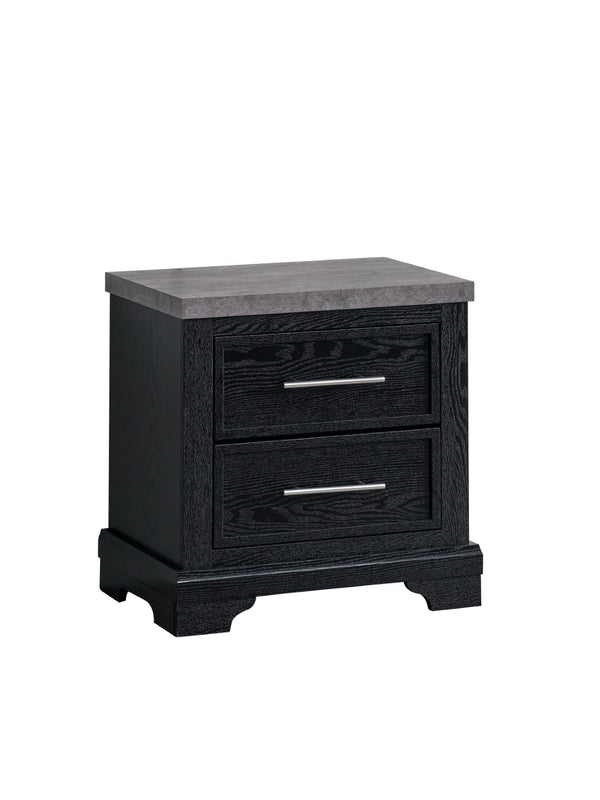 English Elm Grande Two Drawer Nightstand Black Laminate Faux Granite Top Brushed Chrome Bedroom B078P497912