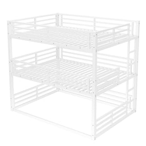 English Elm Queen Metal Triple Bunk Bed - Stylish Queen Over Queen Over Queen Design, Heavy-Duty, Safe & Quiet W1580S00167-GIGA