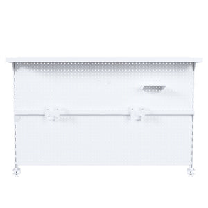 English Elm Metal Pegboard Workstation Organizer Dual Monitor Arms Powder Coated Steel Gaming Desk White W2700P346781