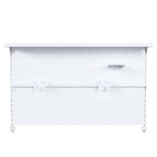 English Elm Metal Pegboard Workstation Organizer Dual Monitor Arms Powder Coated Steel Gaming Desk White W2700P346781