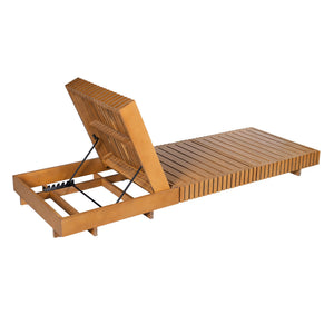 English Elm Christopher Knight Home® - Lounge Chaise Set - Stylish Acacia Wood With Cream Cushion & Adjustable Backrest For Ultimate Comfort N770P281696C_N770P208317C