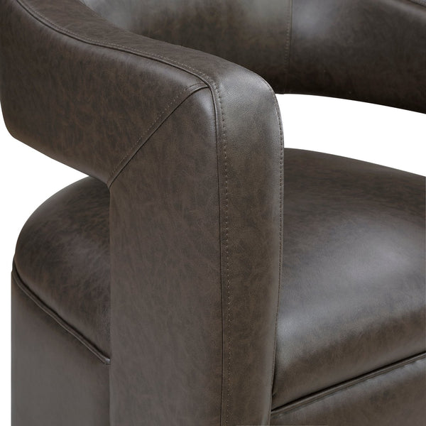 English Elm Modern Faux Leather Swivel Chair with Barrel Back Plush Foam Padding Pocket Coil Support 360° Base Dark Coffee 30 L x 29.5 W x 32.5 H B011P395596