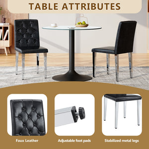 English Elm 4-piece Brown Suede Dining Chair Set with Tufted Back and Walnut Metal Legs Black+Silver W1151P361157
