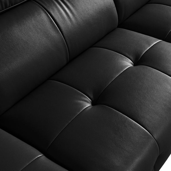 English Elm Genuine Top-grain Leather Three-seat Sofa with Reclining Backrests and Center Storage W1765S00130