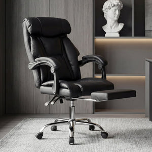 English Elm Office Executive Pu Leather High Back Chair with Footrest Reclining Swivel Seat W3851P452861