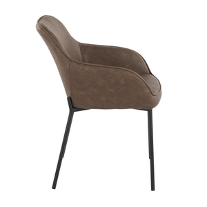 English Elm Daniella Contemporary Dining Chair Set Of 2 In Black Metal & Espresso Faux Leather - Stylish Comfort B202S01332