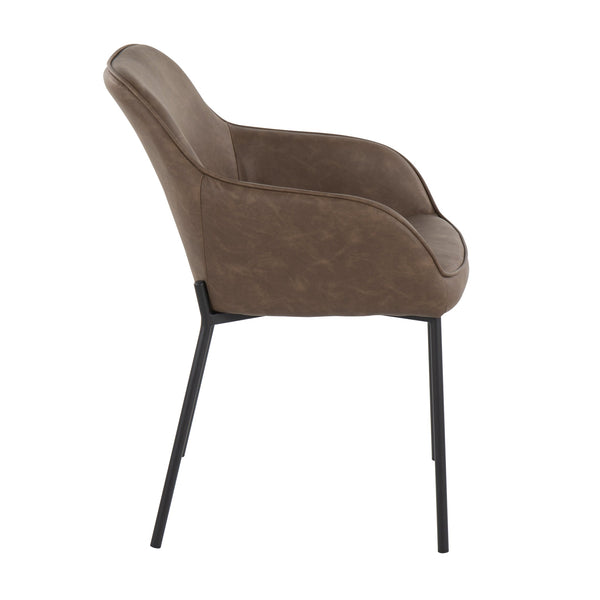 English Elm Daniella Contemporary Dining Chair Set Of 2 In Black Metal & Espresso Faux Leather - Stylish Comfort B202S01332