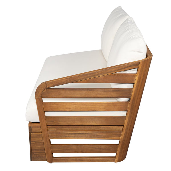 English Elm Christopher Knight Home® - Royal Acacia Patio Right-Arm Sofa Set - Elegant Outdoor Seating With Plush Cushions For Comfort N773P291730B