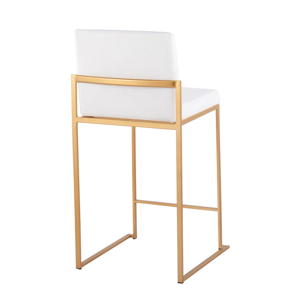 English Elm Fuji Contemporary High Back Counter Stool Set Of 2 – Luxe White Velvet & Gold Steel For Modern Glamour B202P221946