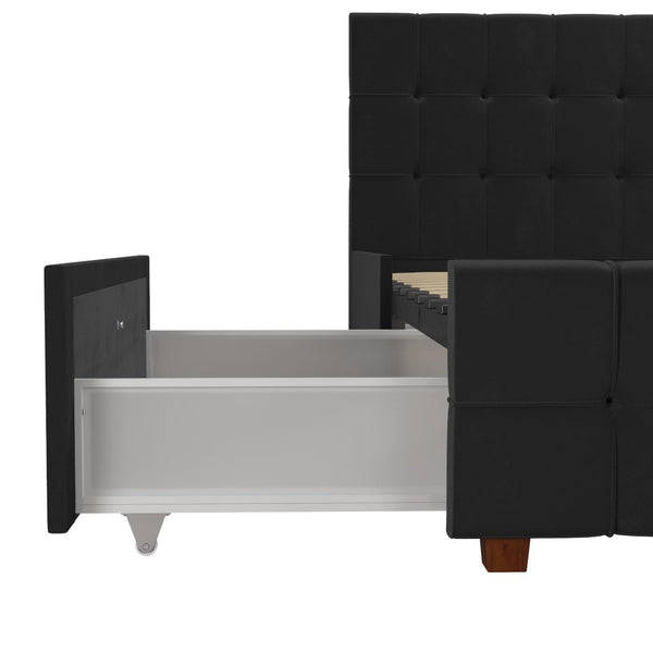 English Elm Upholstered Velvet Storage Bed with Tufted Headboard and Four Drawers for Bedroom B2733S00007