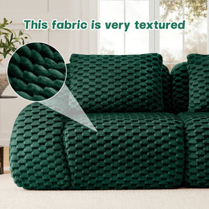 English Elm 114" U-shaped Modular Sectional Flannelette Sofa Oversized Lounge with Movable Ottoman Green W714S01527