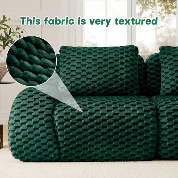 English Elm 114" U-shaped Modular Sectional Flannelette Sofa Oversized Lounge with Movable Ottoman Green W714S01527