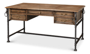 Sarreid Game Of Thrones Desk - Rustic Iron & Walnut Design With Desert Bleached Finish For Stylish Workspaces Tan  27100