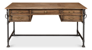 Sarreid Game Of Thrones Desk - Rustic Iron & Walnut Design With Desert Bleached Finish For Stylish Workspaces Tan  27100